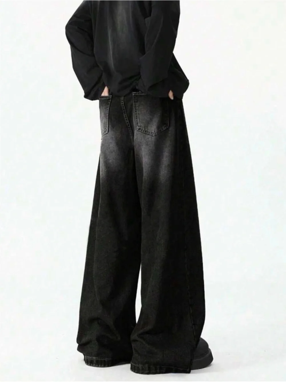 Black Wide-Leg Women’s Jeans - Casual Loose Fit